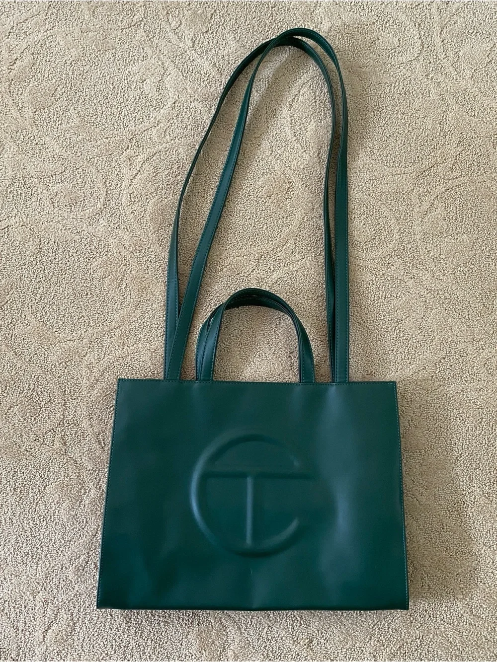 Telfar Medium Shopping Bag Dark Olive Vegan Leather Tote Crossbody